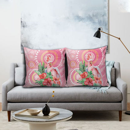 Breast Cancer Pink Cockatoo Pillow Cover Indigenous Australia Watercolor Glaze