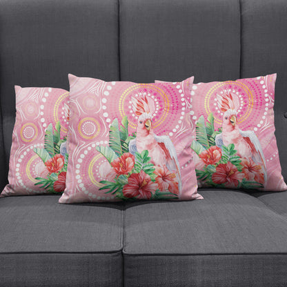 Breast Cancer Pink Cockatoo Pillow Cover Indigenous Australia Watercolor Glaze