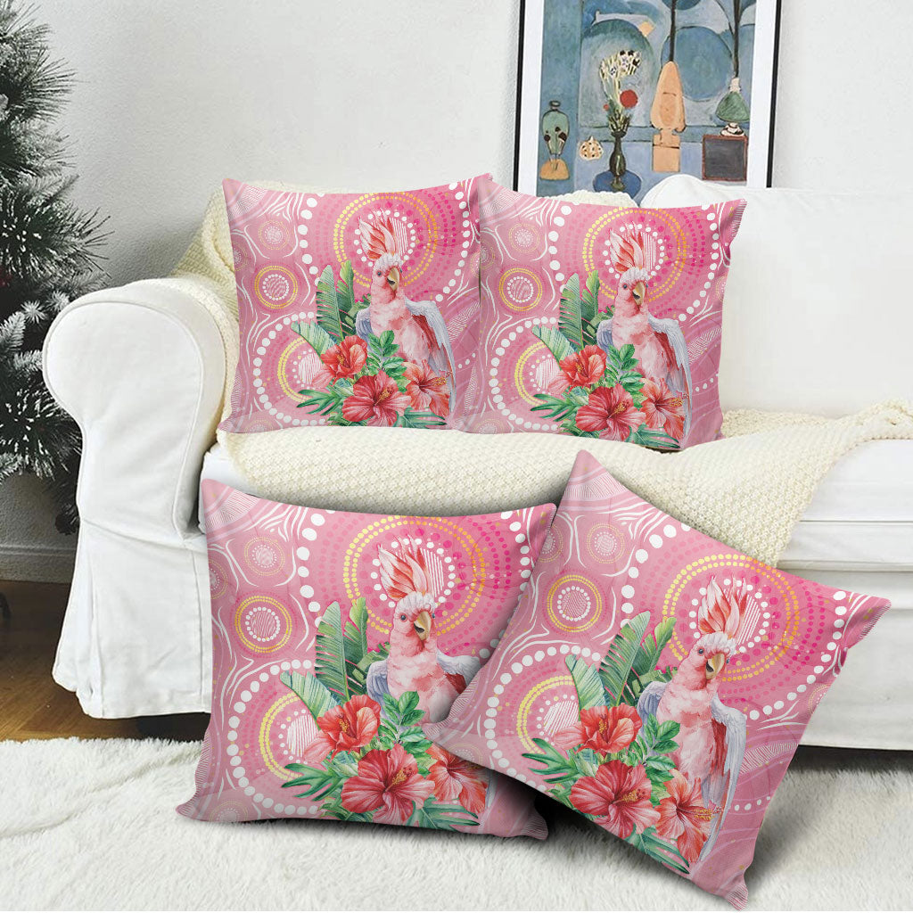 Breast Cancer Pink Cockatoo Pillow Cover Indigenous Australia Watercolor Glaze