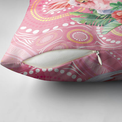 Breast Cancer Pink Cockatoo Pillow Cover Indigenous Australia Watercolor Glaze