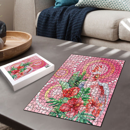 Breast Cancer Pink Cockatoo Puzzle Indigenous Australia Watercolor Glaze