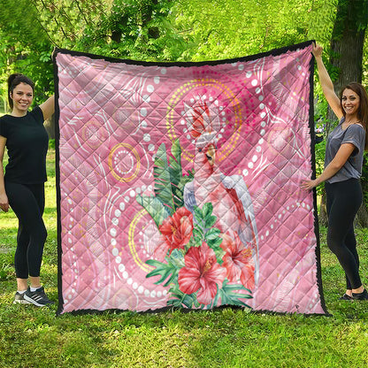 Breast Cancer Pink Cockatoo Quilt Indigenous Australia Watercolor Glaze