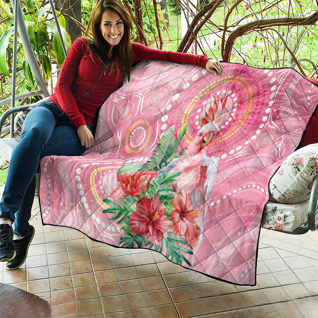 Breast Cancer Pink Cockatoo Quilt Indigenous Australia Watercolor Glaze