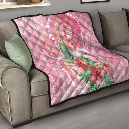 Breast Cancer Pink Cockatoo Quilt Indigenous Australia Watercolor Glaze