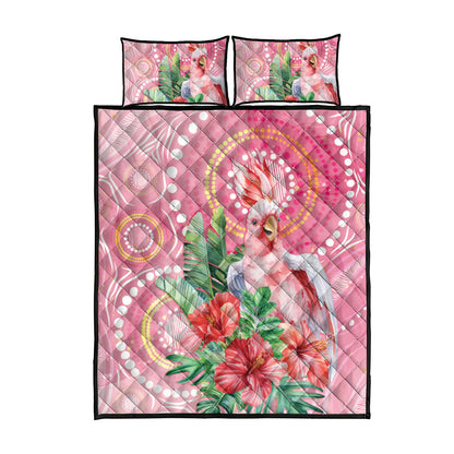 Breast Cancer Pink Cockatoo Quilt Bed Set Indigenous Australia Watercolor Glaze