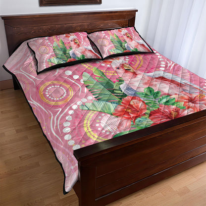 Breast Cancer Pink Cockatoo Quilt Bed Set Indigenous Australia Watercolor Glaze
