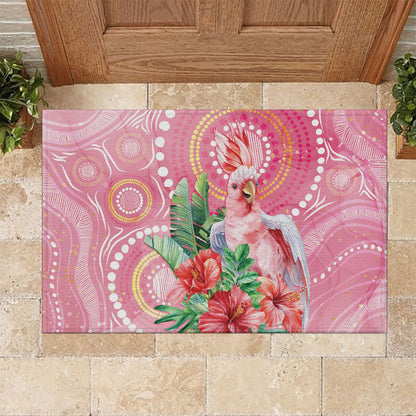 Breast Cancer Pink Cockatoo Rubber Doormat Indigenous Australia Watercolor Glaze