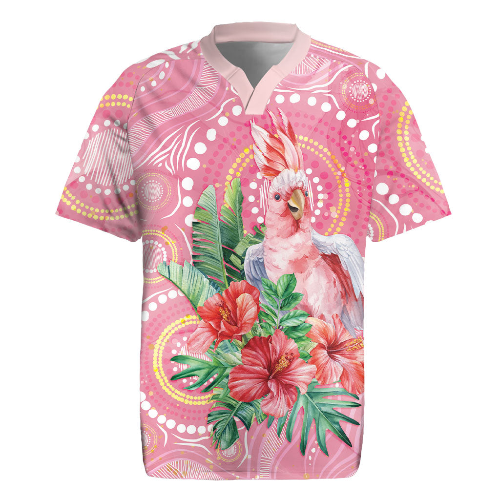 Breast Cancer Pink Cockatoo Rugby Jersey Indigenous Australia Watercolor Glaze