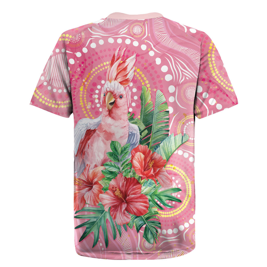 Breast Cancer Pink Cockatoo Rugby Jersey Indigenous Australia Watercolor Glaze
