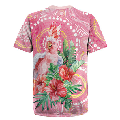 Breast Cancer Pink Cockatoo Rugby Jersey Indigenous Australia Watercolor Glaze