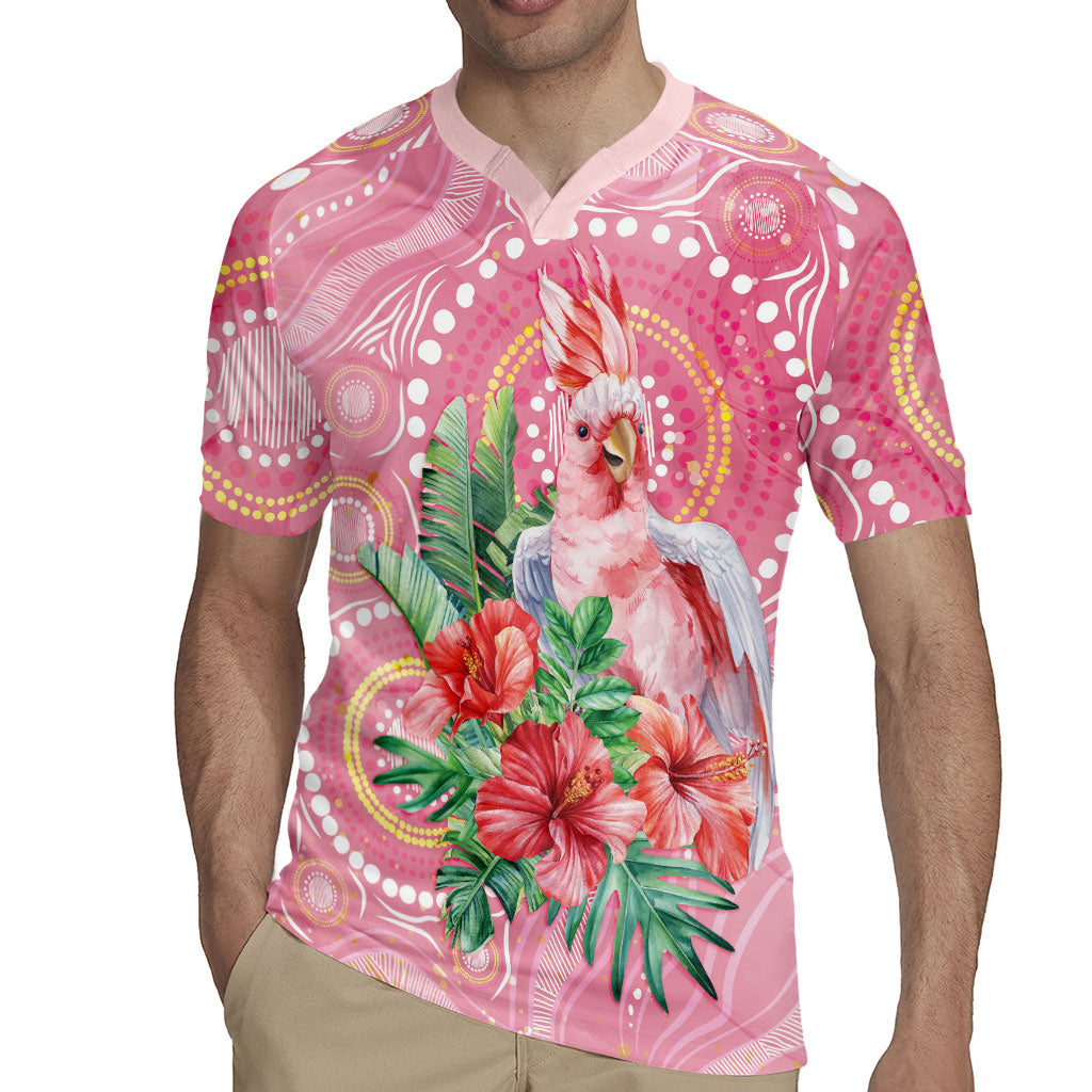 Breast Cancer Pink Cockatoo Rugby Jersey Indigenous Australia Watercolor Glaze