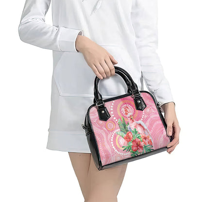 Breast Cancer Pink Cockatoo Shoulder Handbag Indigenous Australia Watercolor Glaze
