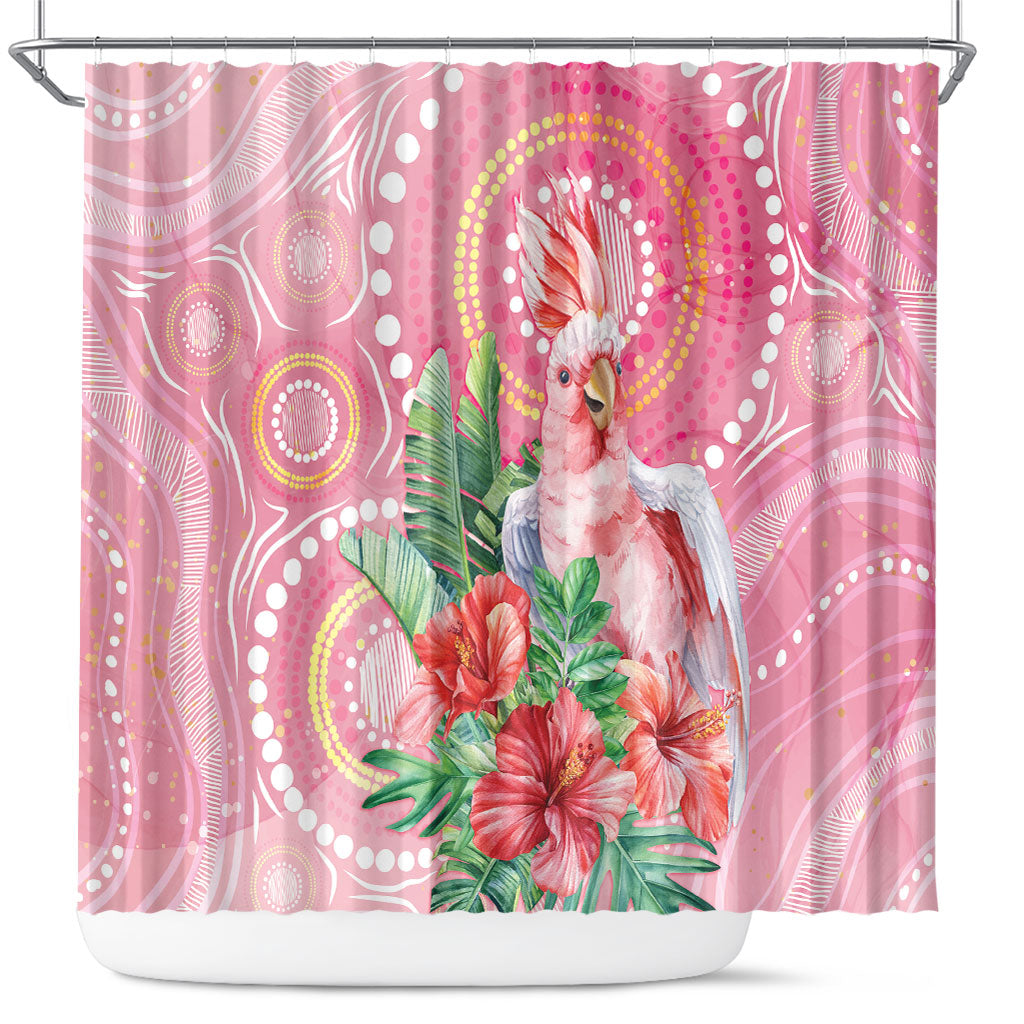 Breast Cancer Pink Cockatoo Shower Curtain Indigenous Australia Watercolor Glaze