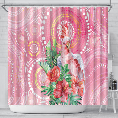 Breast Cancer Pink Cockatoo Shower Curtain Indigenous Australia Watercolor Glaze