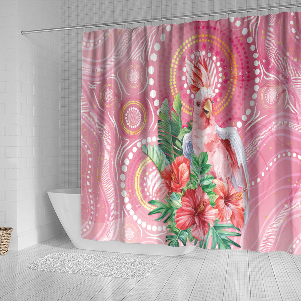 Breast Cancer Pink Cockatoo Shower Curtain Indigenous Australia Watercolor Glaze