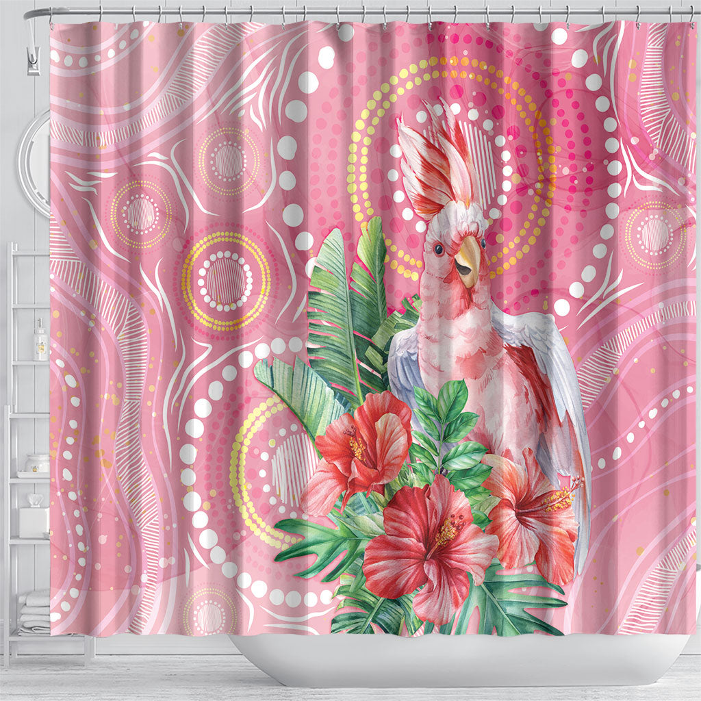 Breast Cancer Pink Cockatoo Shower Curtain Indigenous Australia Watercolor Glaze