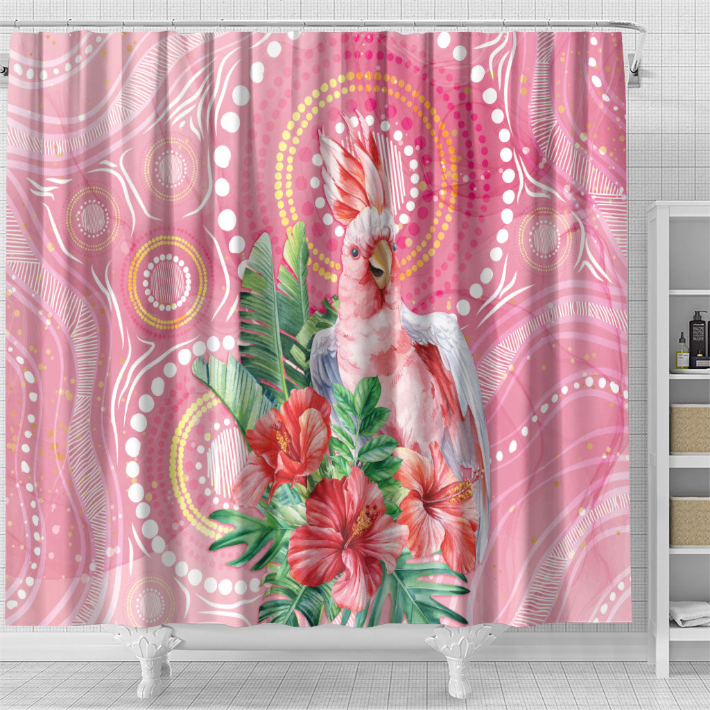 Breast Cancer Pink Cockatoo Shower Curtain Indigenous Australia Watercolor Glaze
