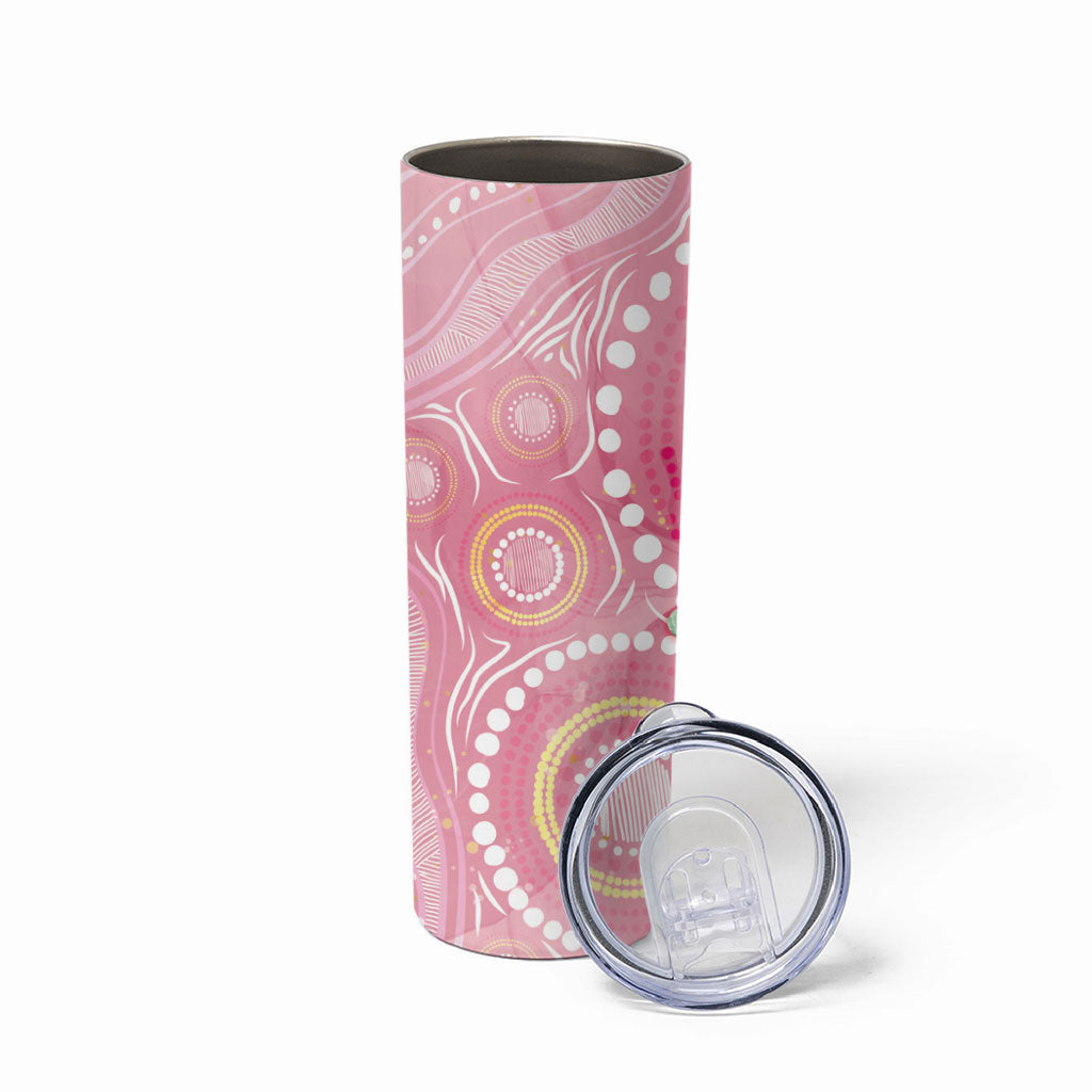 Breast Cancer Pink Cockatoo Skinny Tumbler Indigenous Australia Watercolor Glaze