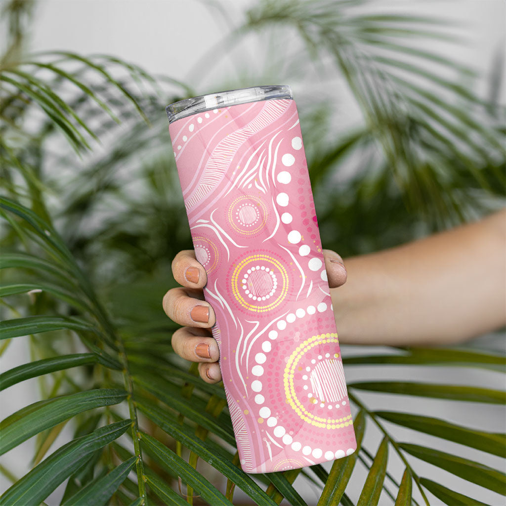 Breast Cancer Pink Cockatoo Skinny Tumbler Indigenous Australia Watercolor Glaze