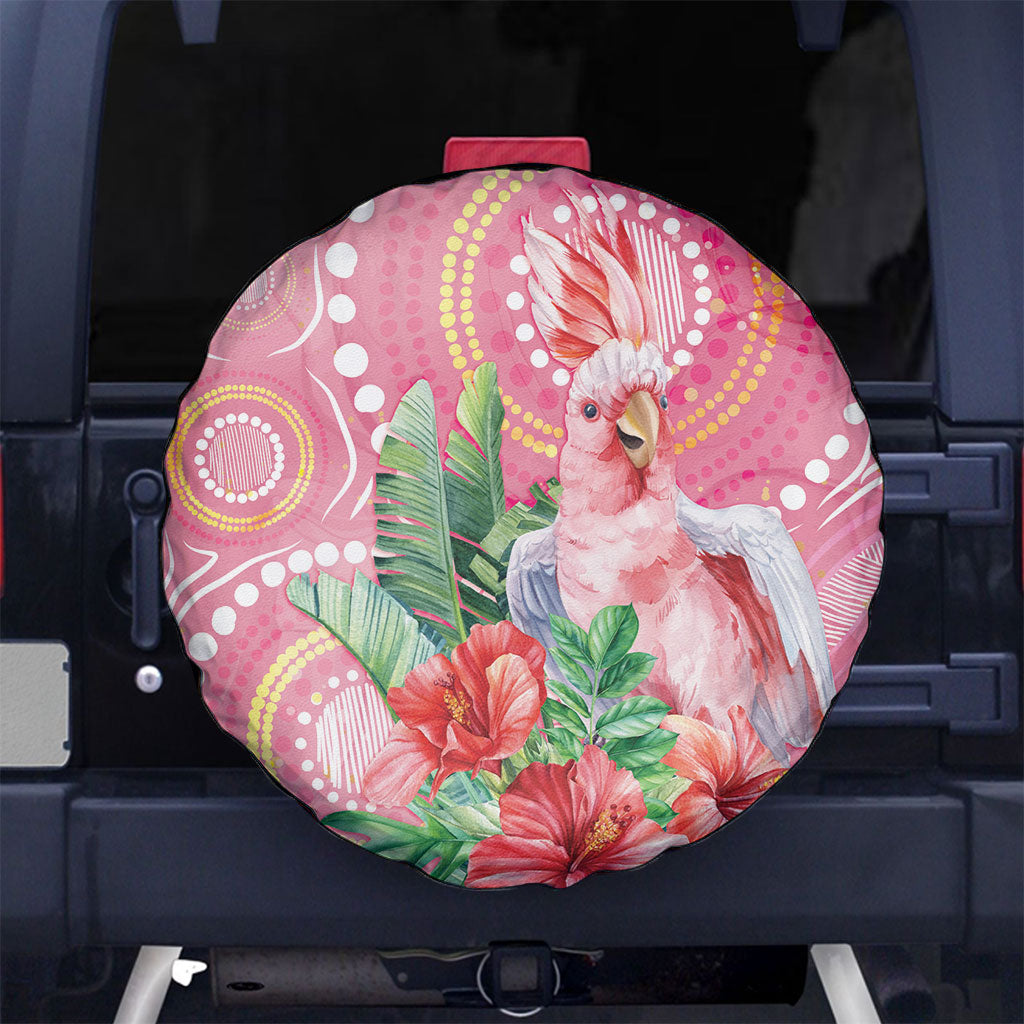 Breast Cancer Pink Cockatoo Spare Tire Cover Indigenous Australia Watercolor Glaze