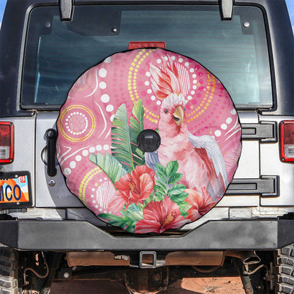 Breast Cancer Pink Cockatoo Spare Tire Cover Indigenous Australia Watercolor Glaze