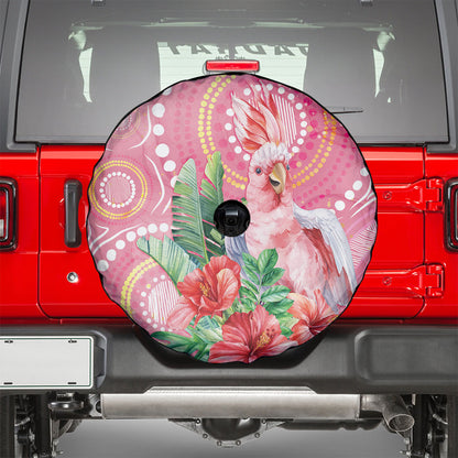 Breast Cancer Pink Cockatoo Spare Tire Cover Indigenous Australia Watercolor Glaze