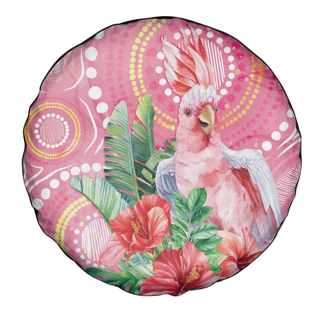 Breast Cancer Pink Cockatoo Spare Tire Cover Indigenous Australia Watercolor Glaze