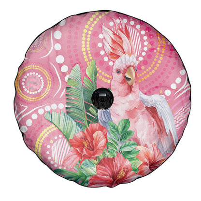 Breast Cancer Pink Cockatoo Spare Tire Cover Indigenous Australia Watercolor Glaze