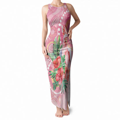 Breast Cancer Pink Cockatoo Tank Maxi Dress Indigenous Australia Watercolor Glaze