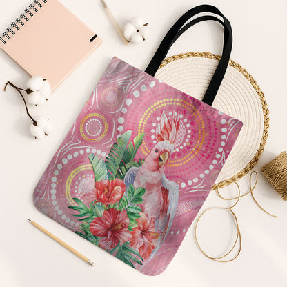 Breast Cancer Pink Cockatoo Tote Bag Indigenous Australia Watercolor Glaze