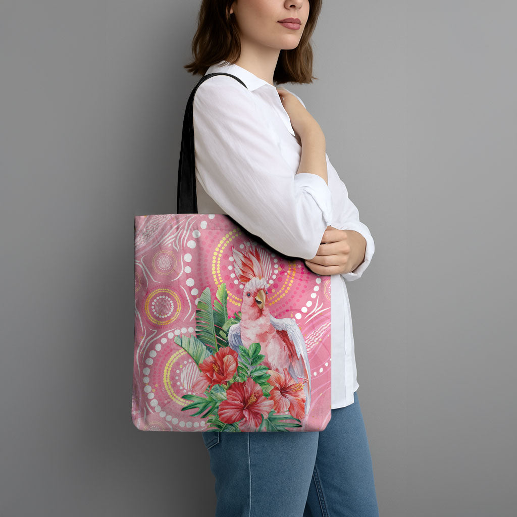 Breast Cancer Pink Cockatoo Tote Bag Indigenous Australia Watercolor Glaze