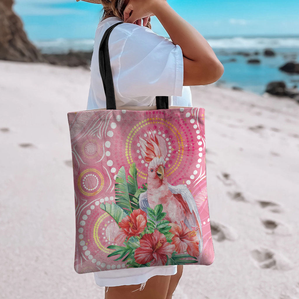 Breast Cancer Pink Cockatoo Tote Bag Indigenous Australia Watercolor Glaze