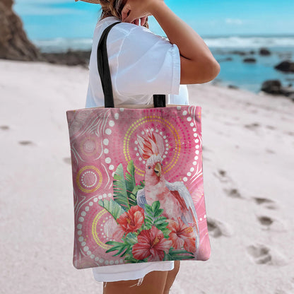 Breast Cancer Pink Cockatoo Tote Bag Indigenous Australia Watercolor Glaze