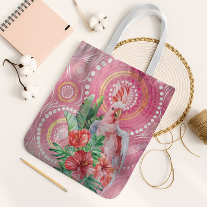 Breast Cancer Pink Cockatoo Tote Bag Indigenous Australia Watercolor Glaze