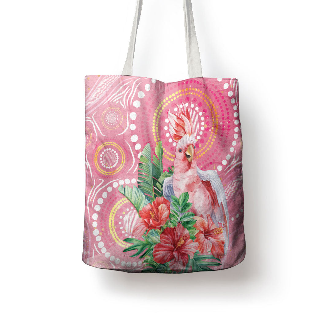 Breast Cancer Pink Cockatoo Tote Bag Indigenous Australia Watercolor Glaze