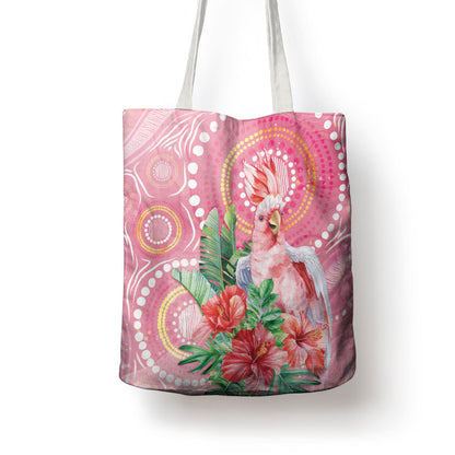Breast Cancer Pink Cockatoo Tote Bag Indigenous Australia Watercolor Glaze