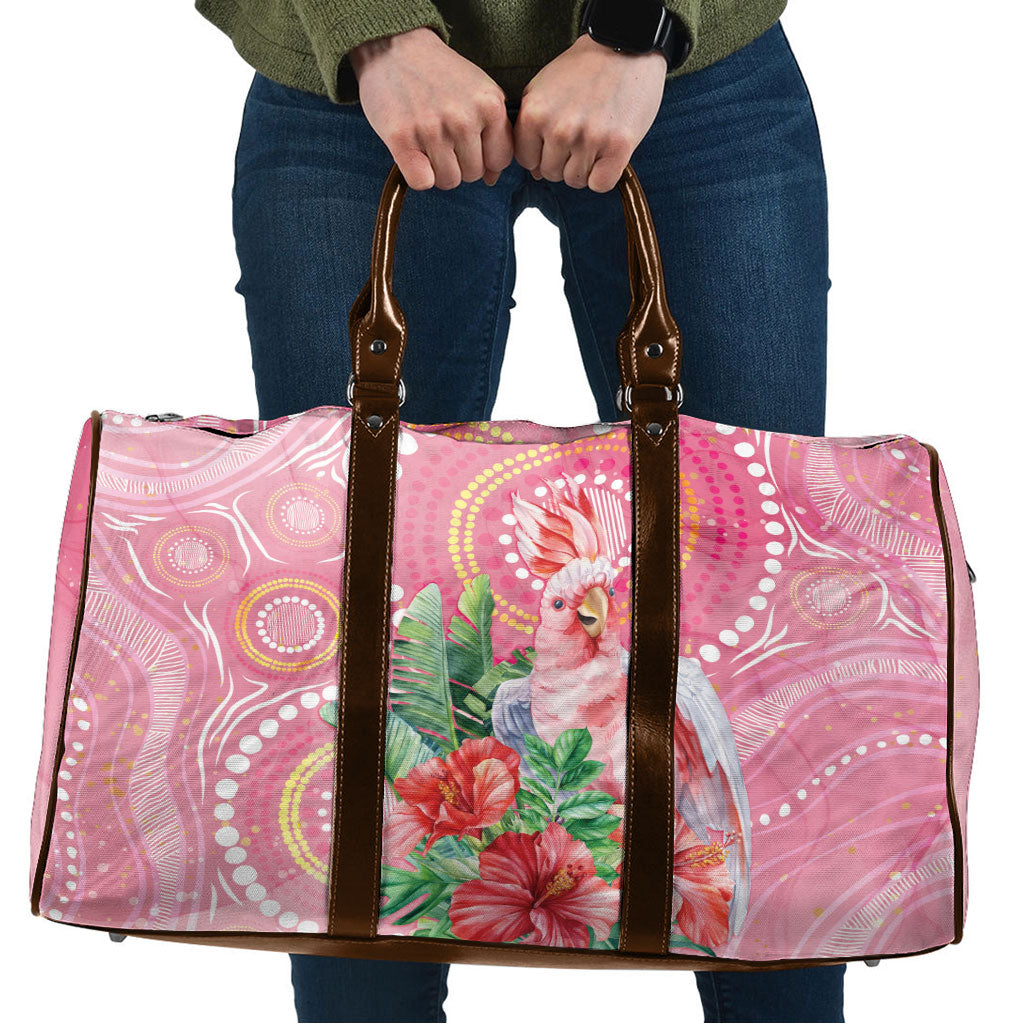 Breast Cancer Pink Cockatoo Travel Bag Indigenous Australia Watercolor Glaze