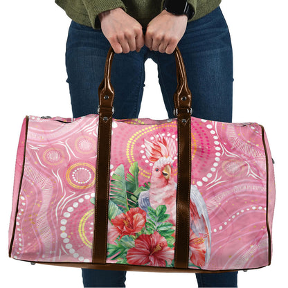 Breast Cancer Pink Cockatoo Travel Bag Indigenous Australia Watercolor Glaze