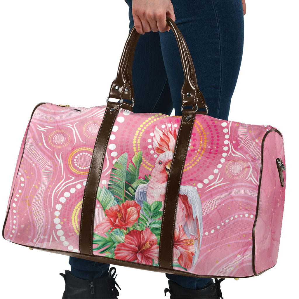 Breast Cancer Pink Cockatoo Travel Bag Indigenous Australia Watercolor Glaze
