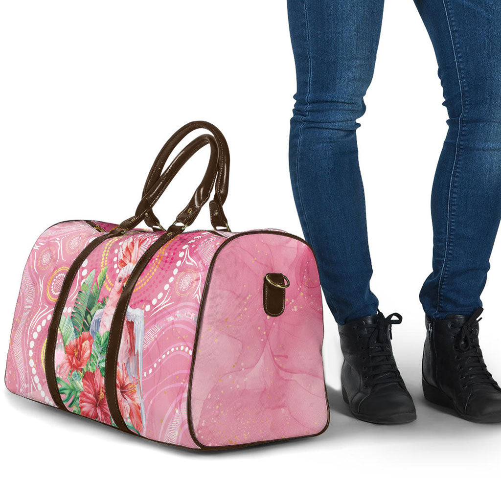 Breast Cancer Pink Cockatoo Travel Bag Indigenous Australia Watercolor Glaze