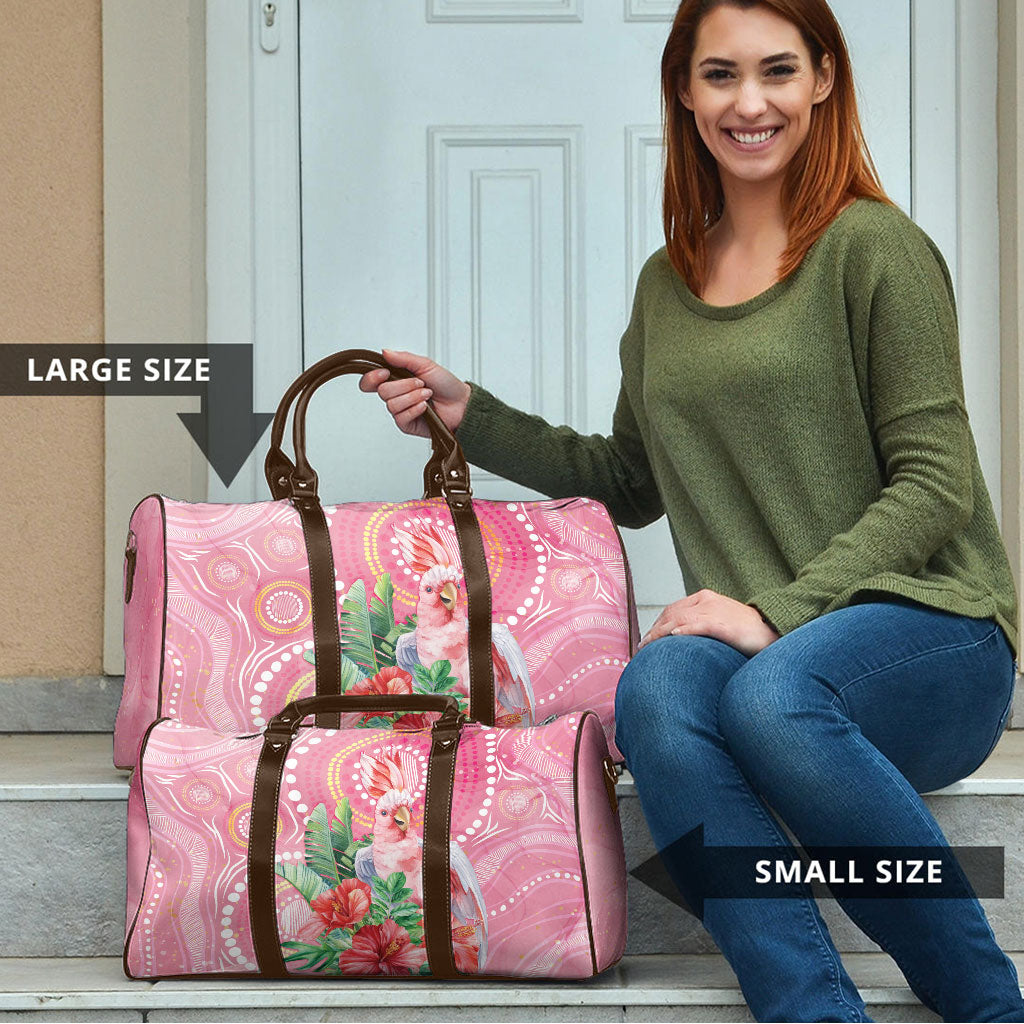 Breast Cancer Pink Cockatoo Travel Bag Indigenous Australia Watercolor Glaze