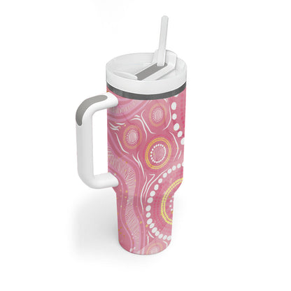 Breast Cancer Pink Cockatoo Tumbler With Handle Indigenous Australia Watercolor Glaze