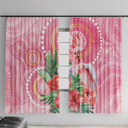 Breast Cancer Pink Cockatoo Window Curtain Indigenous Australia Watercolor Glaze