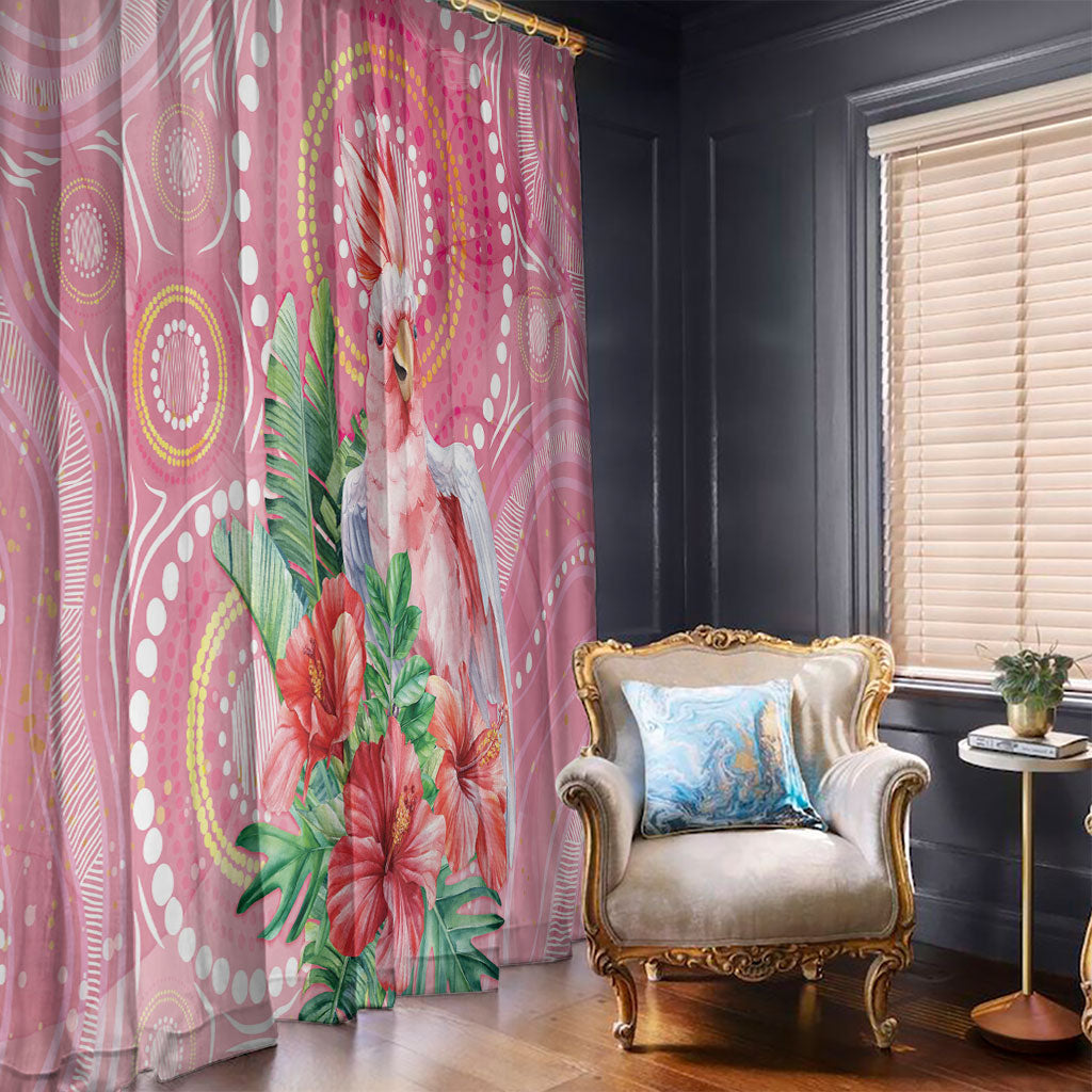 Breast Cancer Pink Cockatoo Window Curtain Indigenous Australia Watercolor Glaze