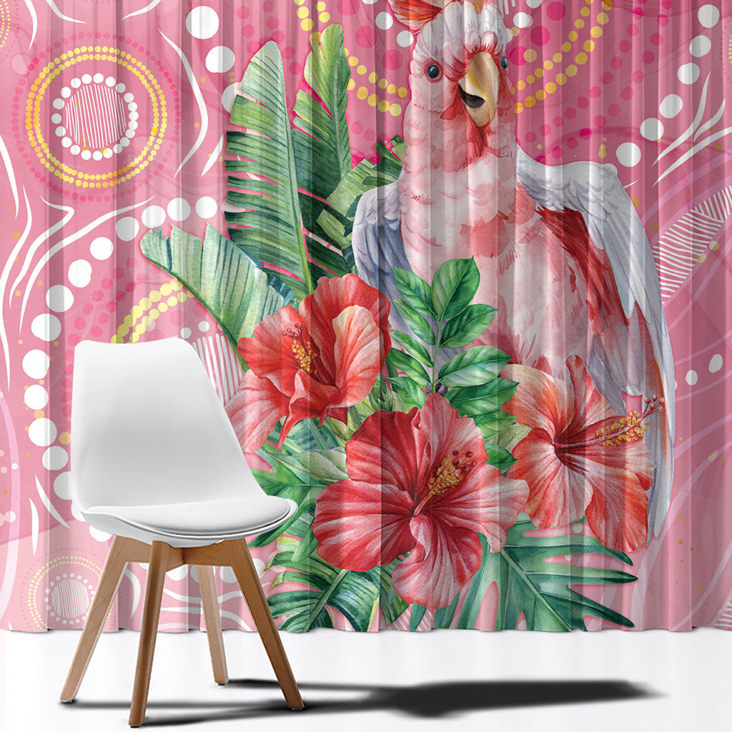 Breast Cancer Pink Cockatoo Window Curtain Indigenous Australia Watercolor Glaze