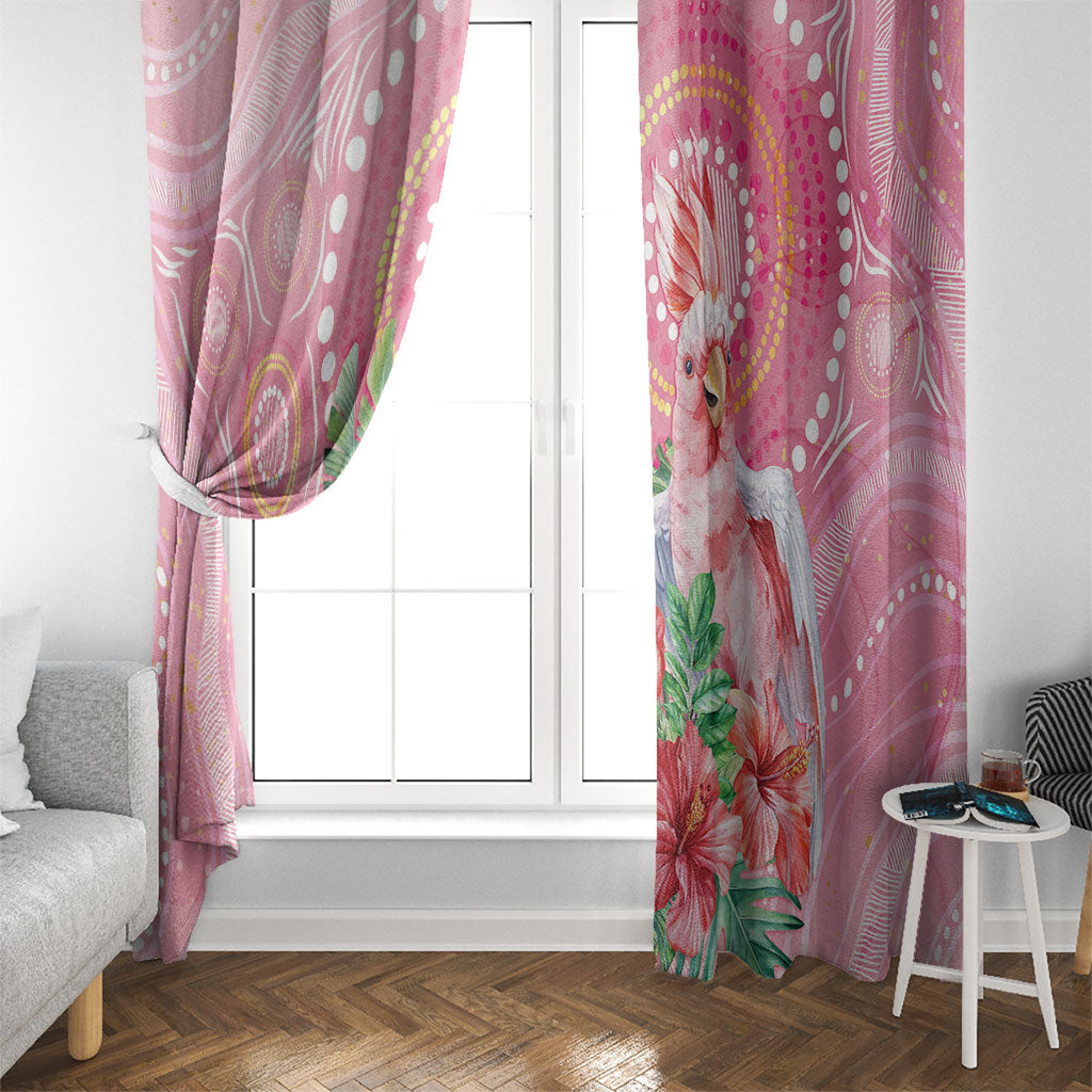Breast Cancer Pink Cockatoo Window Curtain Indigenous Australia Watercolor Glaze