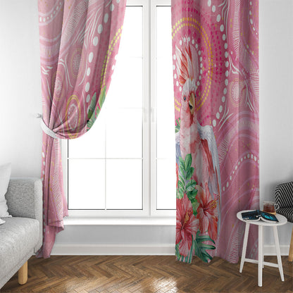 Breast Cancer Pink Cockatoo Window Curtain Indigenous Australia Watercolor Glaze