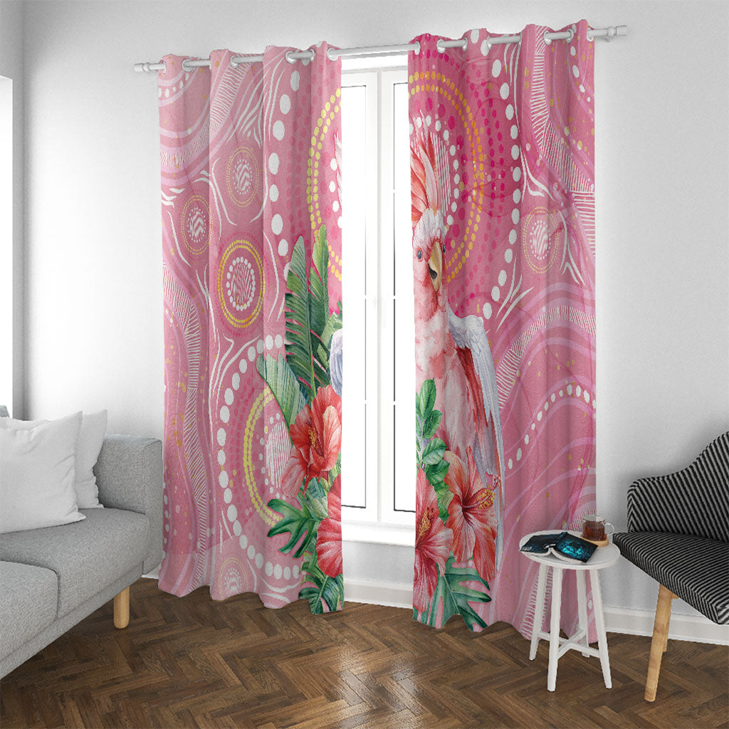 Breast Cancer Pink Cockatoo Window Curtain Indigenous Australia Watercolor Glaze