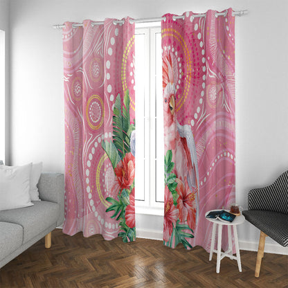 Breast Cancer Pink Cockatoo Window Curtain Indigenous Australia Watercolor Glaze