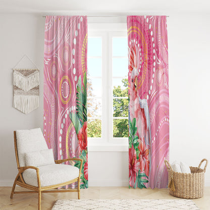Breast Cancer Pink Cockatoo Window Curtain Indigenous Australia Watercolor Glaze